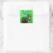 Lucky St. Patrick's Day Dog Quadratischer Aufkleber (Tasche)