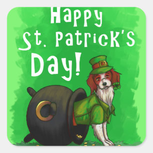 Lucky St. Patrick's Day Dog Quadratischer Aufkleber