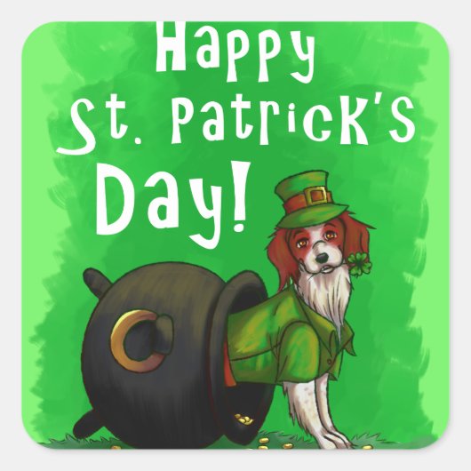 Lucky St. Patrick's Day Dog Quadratischer Aufkleber (Vorderseite)