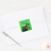 Lucky St. Patrick's Day Dog Quadratischer Aufkleber (Umschlag)