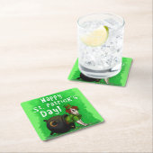 Lucky St. Patrick's Day Dog Rechteckiger Pappuntersetzer (Vor Ort)