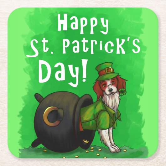 Lucky St. Patrick's Day Dog Rechteckiger Pappuntersetzer (Vorderseite)