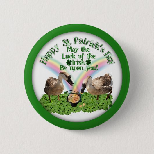 Lucky St. Patrick's Day Geese Button (Vorderseite)