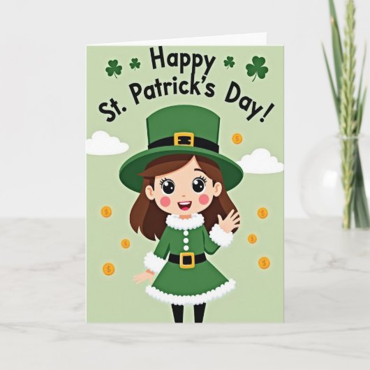 Lucky St Patricks Day Girl Card Karte (Vorderseite)