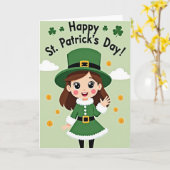 Lucky St Patricks Day Girl Card Karte (Gelbe Blume)
