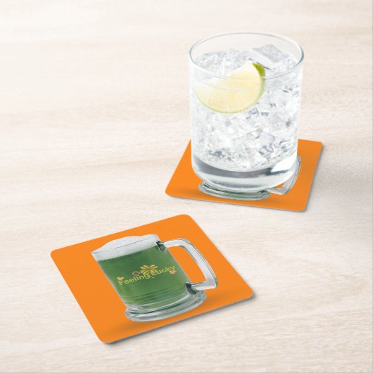 Lucky St. Patrick's Day Green Beer Rechteckiger Pappuntersetzer (Vor Ort)