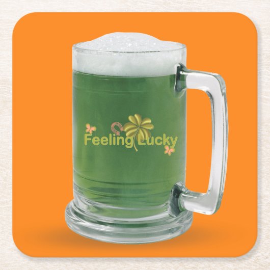 Lucky St. Patrick's Day Green Beer Rechteckiger Pappuntersetzer (Vorderseite)