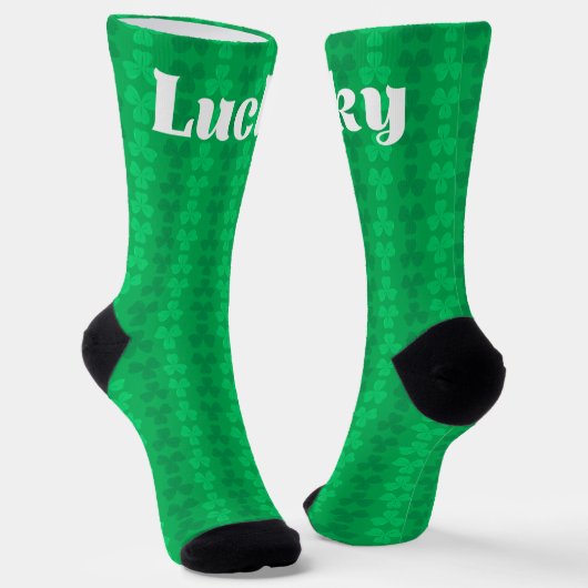 Lucky St. Patrick's Day Green Shamrock Pattern Socken (Gewinkelt)