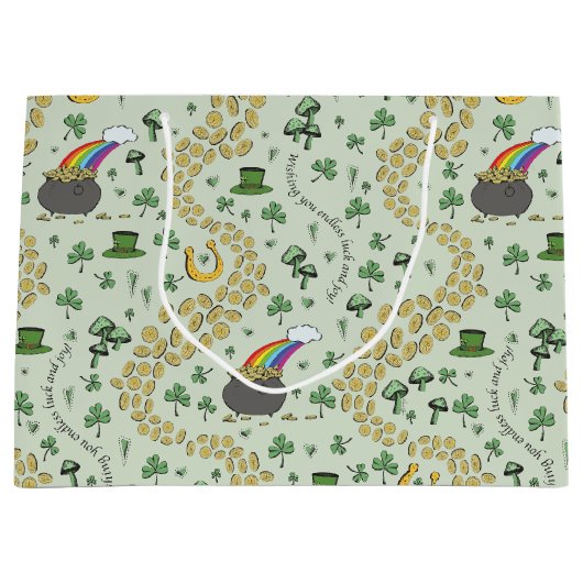 Lucky St Patricks Day Luck & Joy Große Geschenktüte (Vorderseite)