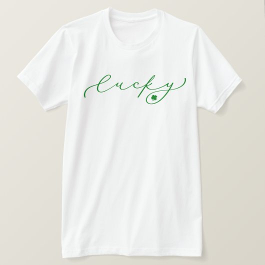 Lucky St. Patrick's Day Niedlich Green Script Shir T-Shirt (Design vorne)