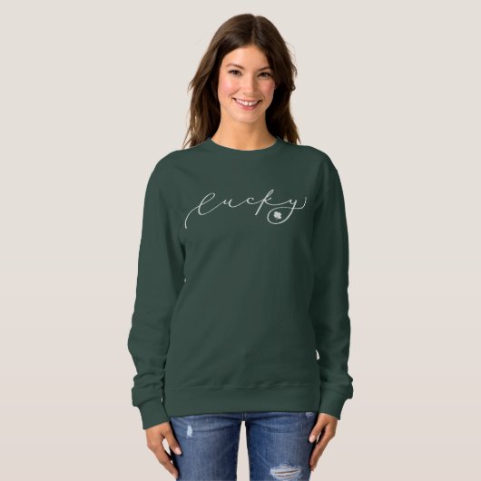 Lucky St. Patrick's Day Niedlich White Script Sweatshirt (Vorne ganz)