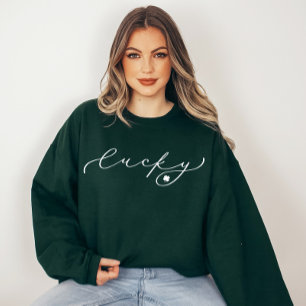 Lucky St. Patrick's Day Niedlich White Script Sweatshirt