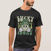 Lucky St Patricks Day Retro Groovy Lucky Smile Mem T-Shirt (Vorderseite)