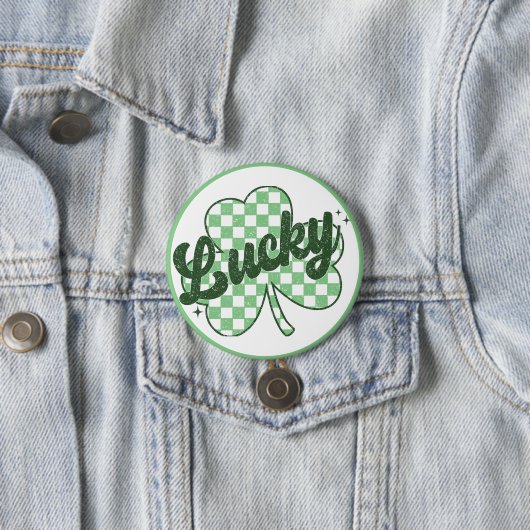 Lucky St Patrick's Day Retro Kleeblatt Button (Beispiel)
