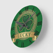 Lucky St Patrick's Day Shamrock Irish Roman Clock Runde Wanduhr (Winkel)