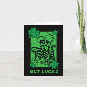 Lucky St Patricks Day Skeleton Kleeblatt Clove Karte
