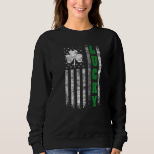Lucky St Patrick's Day Vintag American USA Flag C Sweatshirt