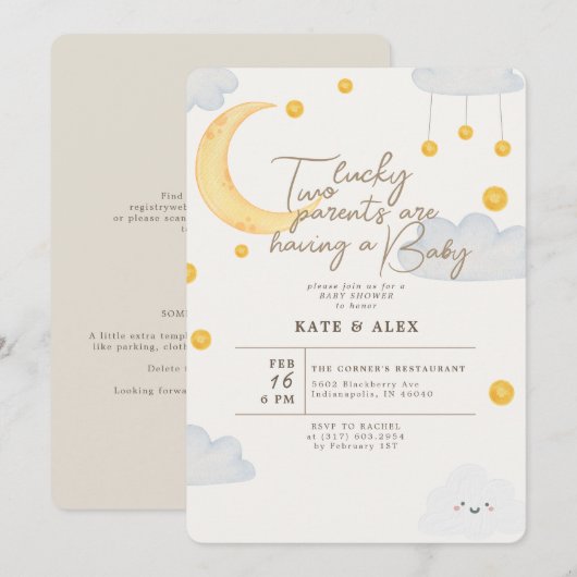 Lucky St Patrick's Gender Neutral Baby Shower Einladung (Vorne/Hinten)