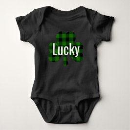 Lucky St. Patty's Kleeblatts | grün kariert Baby Strampler