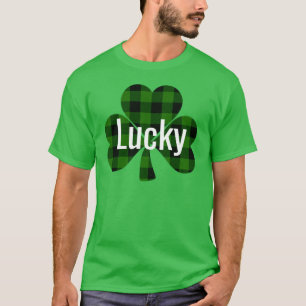 Lucky St. Patty's Kleeblatts   grün kariert T-Shirt