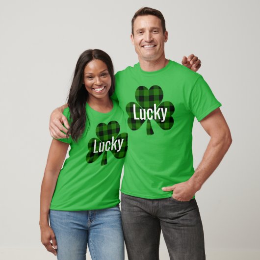 Lucky St. Patty's Kleeblatts | grün kariert T-Shirt (Unisex)