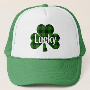 Lucky St. Patty's Kleeblatts   grün kariert Truckerkappe