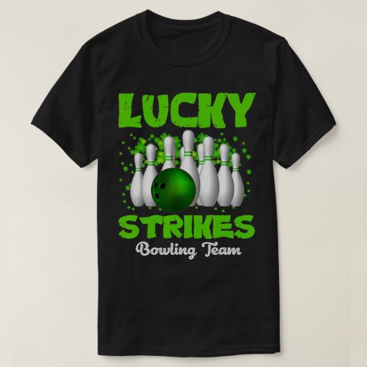Lucky Strikes Bowling Team Happy Patricks Day T-Shirt (Design vorne)