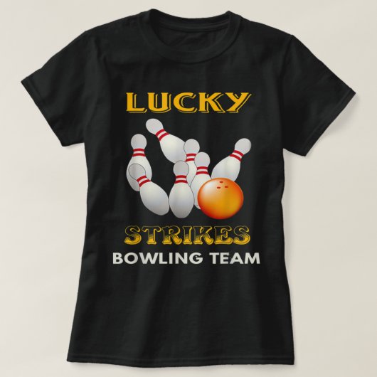 Lucky Strikes Bowling Team Retro Men Women Youth 3 T-Shirt (Design vorne)