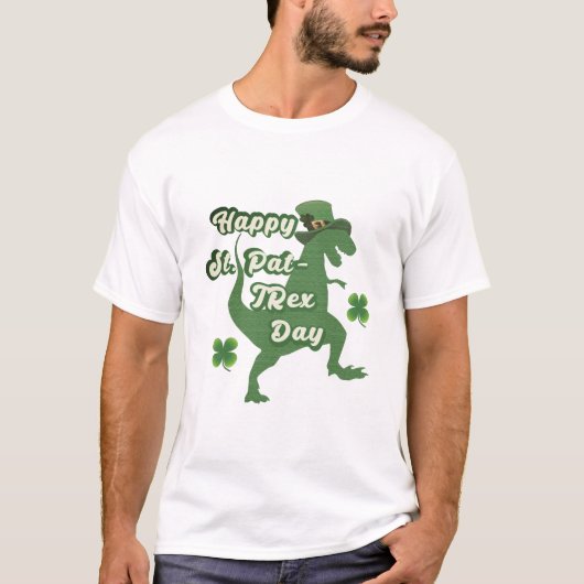 Lucky T-Rex st Patricks Shirt - Funny Dinosaur T-S (Vorderseite)