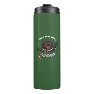 Lucky Tasmanian Devil Royal Flush Poker Cartoon Thermosbecher