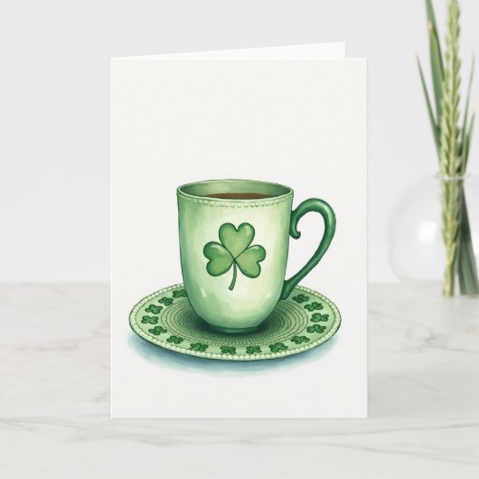 Lucky Tea Cup St Patricks Day Card Karte (Vorderseite)