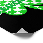 Lucky Teacher Kleeblatt Checkered St Patricks Day Poster (Ecke)