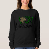 Lucky Teacher Kleeblatt Leopard Kariert St Patrick Sweatshirt (Vorderseite)