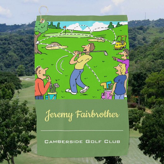 Lucky tee-off - Funny Golf Cartoon Golfhandtuch