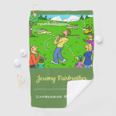 Lucky tee-off - Funny Golf Cartoon Golfhandtuch (Insitu)
