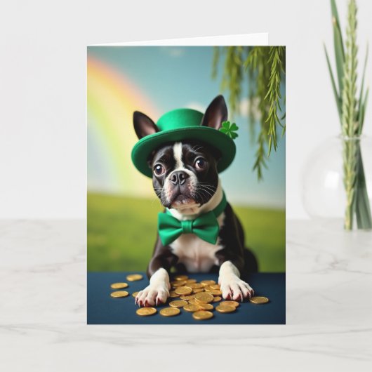 Lucky Terrier St Patricks Day Card Karte (Vorderseite)