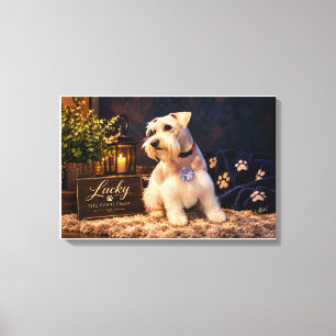 Lucky the Gentleman Schnauzer Haustier-Porträt auf Leinwanddruck