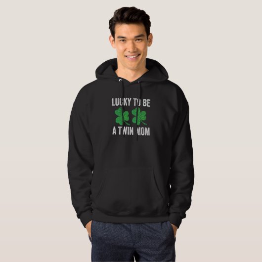 Lucky To Be A Twin Mom St Patricks Day Mother Fami Hoodie (Vorne ganz)