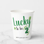 Lucky to be St Patrick's Day Clover Kids Birthday Pappbecher (Rückseite)