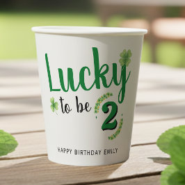 Lucky to be St Patrick's Day Clover Kids Birthday Pappbecher