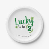 Lucky to be St Patrick's Day Clover Kids Birthday Pappteller (Vorderseite)