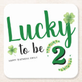 Lucky to be St Patrick's Day Clover Kids Birthday Rechteckiger Pappuntersetzer (Vorderseite)