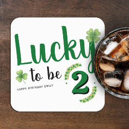 Lucky to be St Patrick's Day Clover Kids Birthday Rechteckiger Pappuntersetzer