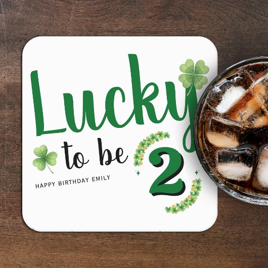 Lucky to be St Patrick's Day Clover Kids Birthday Rechteckiger Pappuntersetzer