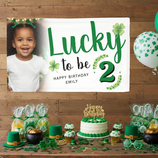 Lucky to be St Patrick's Day Photo Kids Birthday Banner