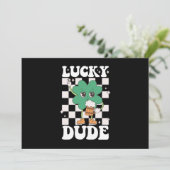Lucky Typ Kleeblatt St Patricks Day Irish Groovy Einladung (Stehend Vorderseite)