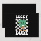 Lucky Typ Kleeblatt St Patricks Day Irish Groovy Einladung (Vorne/Hinten)