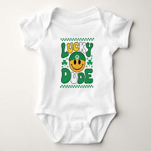 Lucky Typ Smile Face St. Patrick's Day Baby Strampler (Vorderseite)