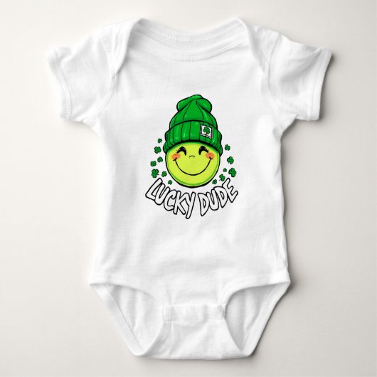 Lucky Typ Smile Face St. Patrick's Day Baby Strampler (Vorderseite)