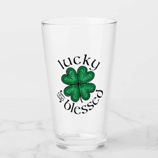 Lucky und gesegnetes Buntglas Irish Kleeblatt Glas (Vorderseite)